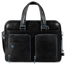 Piquadro Blue Square Expandable Computer Case 15" Black