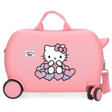 Hello Kitty Rolling Suitcase 4 Wheels Hearts & Dots Pink