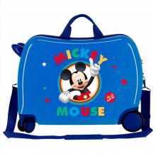 Mickey Mouse Rolling Suitcase 4 Wheels Circle Blue