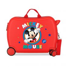 Mickey Mouse Rolling Suitcase 4 Wheels Circle Red